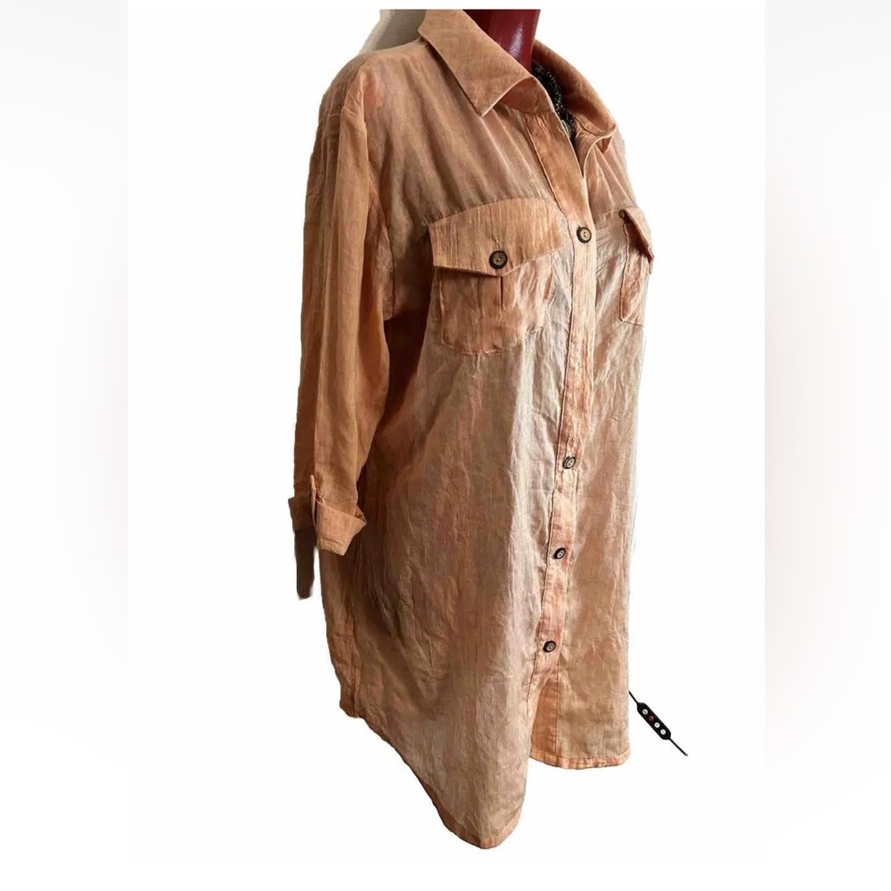 Dotti Women long Sleeve Button-Down Shirt L Peach - Picture 4 of 9